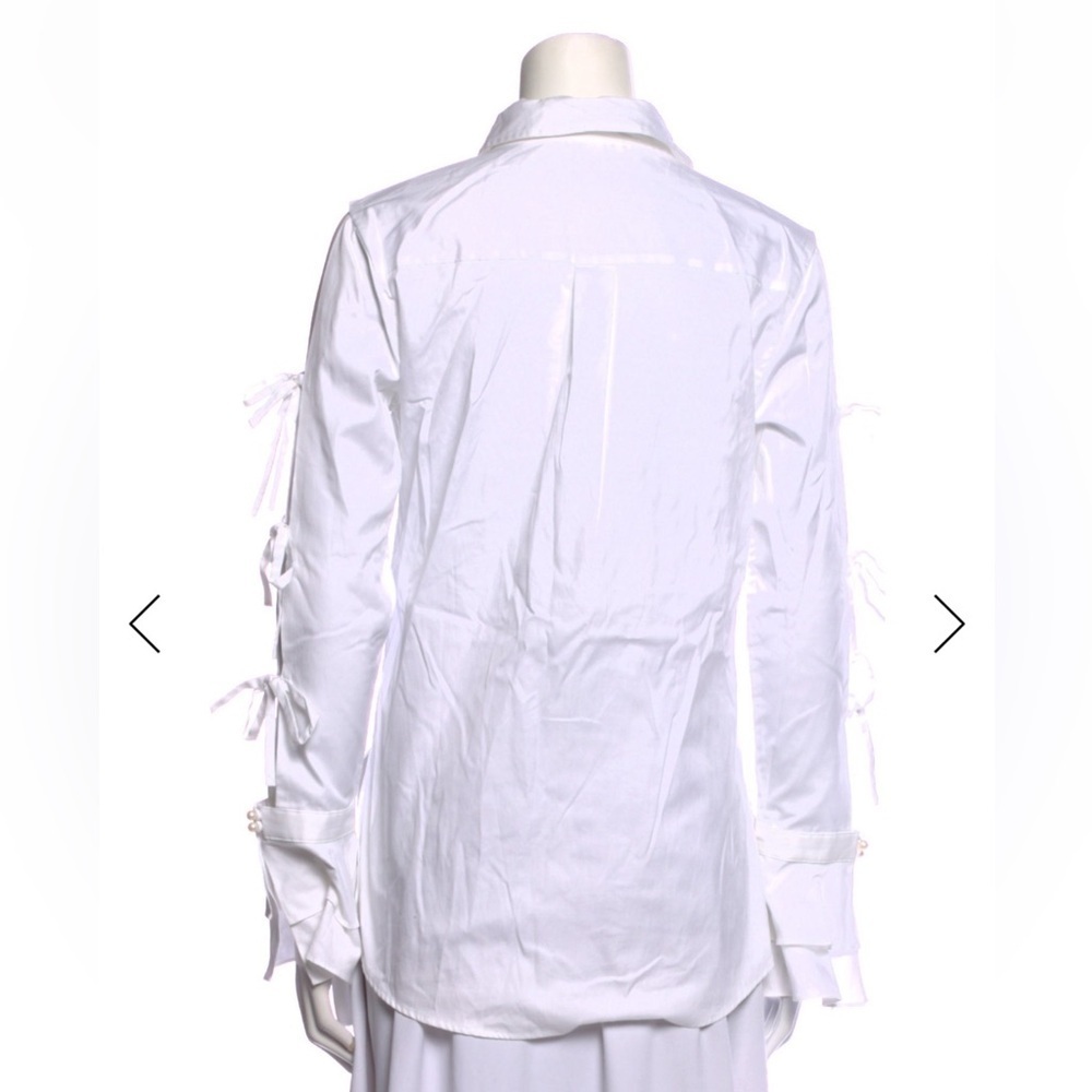 Jonathan Simkhai White Blouse with Tie Details - Picture 3 of 9
